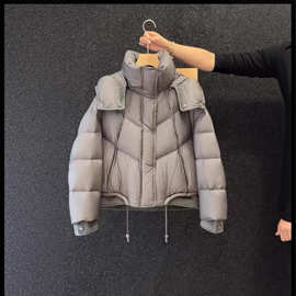 牛仔连帽面包服外套加厚羽绒棉服女短款韩版宽松潮新款冬季拼接