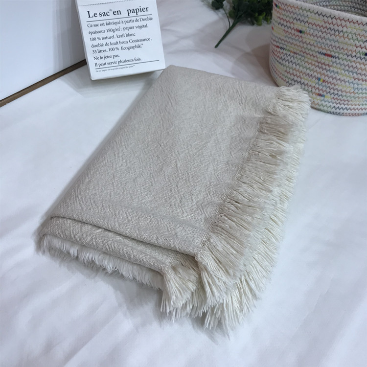 Foreign trade Nordic Cotton and hemp tassels Blanket knitting Blanket Solid Blanket Leisure blanket Beach towel wholesale On behalf of