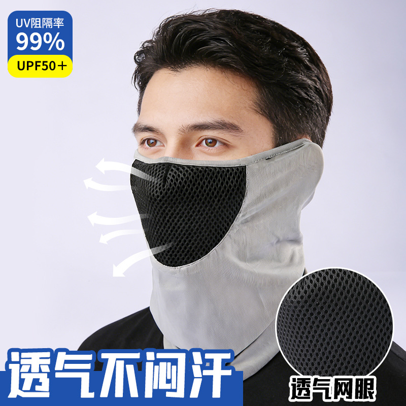 Cycling Sun Protection Mask for Men, Ice Silk Breathable Neck Protection, Anti-Uv Mask, Summer Cool Cycling Neck Scarf