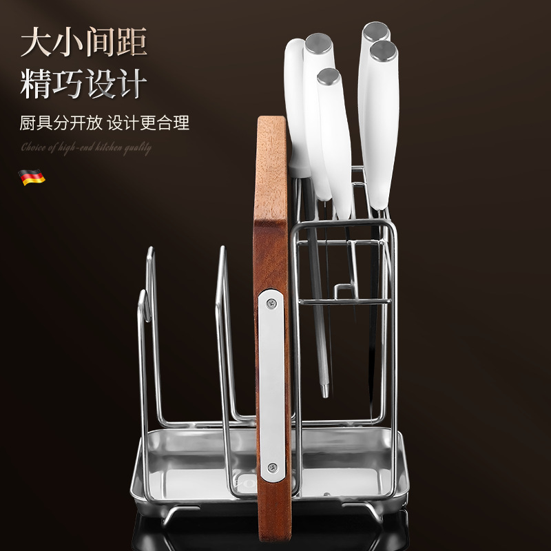 特厚款不锈钢菜板架砧板架案板收纳厨房置物架锅盖菜板多功能刀架|undefined
