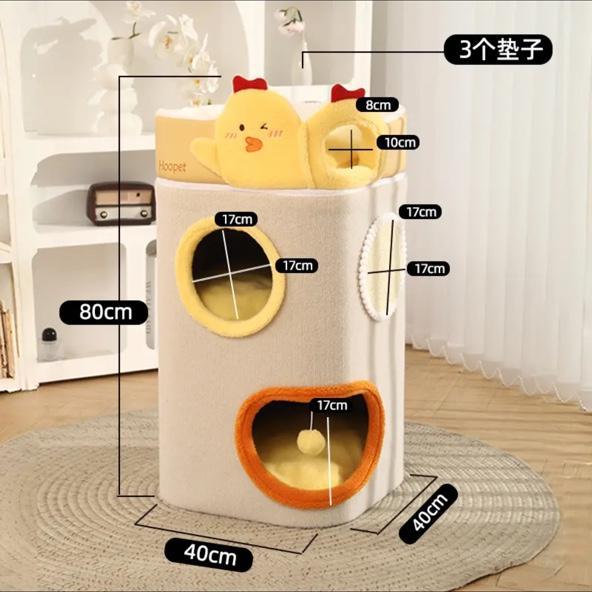 Marco de escalada para gatos, nido para gatos, árbol para gatos, doble capa, casa para gatos cerrada, tabla de agarre para gatos de sisal, uso universal para gatos en todas las estaciones