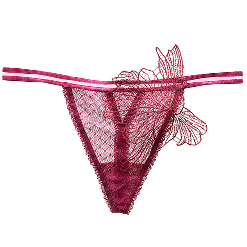 Chic lace jacquard underwear for girls, sexy tulle embroidery, non-binding, breathable thin straps, tempting low-waisted thong