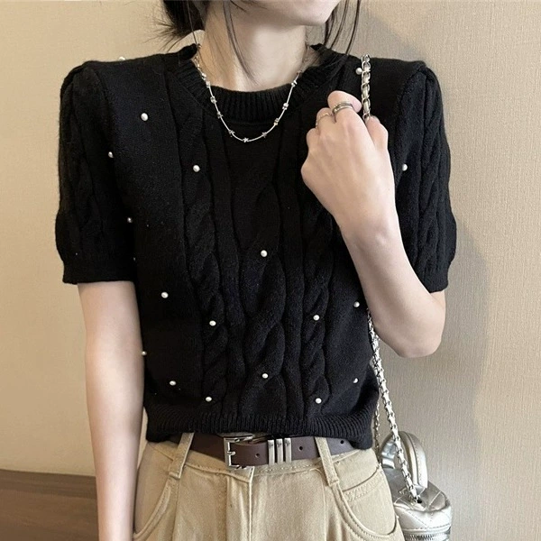 Женский свитер Pure Desire с короткими рукавами, новый дизайн 2025 года, красивый и уникальный топ