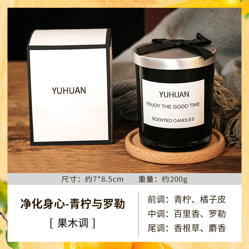 Aromaterapia vela fragancia romántica de la planta simple negro vidrio cera soja hogar Decoración interior mano regalo