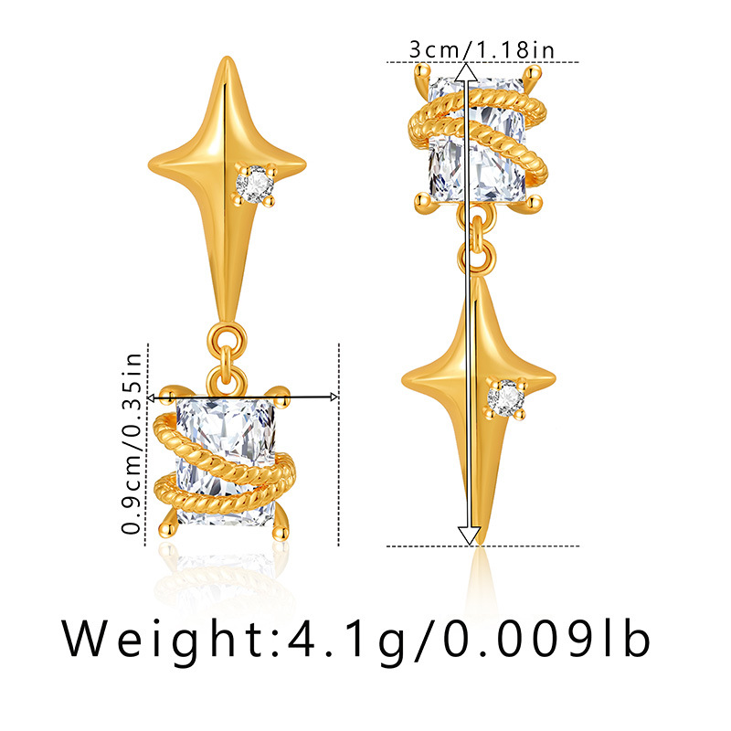 1 Paire Dame Style Simple Star Placage Incruster Le Cuivre Zircon Boucles D'oreilles display picture 1