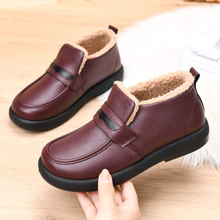 New Style Cotton Shoes Women's Winter fleece-lined Warm Mother Shoes Soft Bottom Non-slip Old Beijing Cotton Boots Leather Waterproof Snow Boots