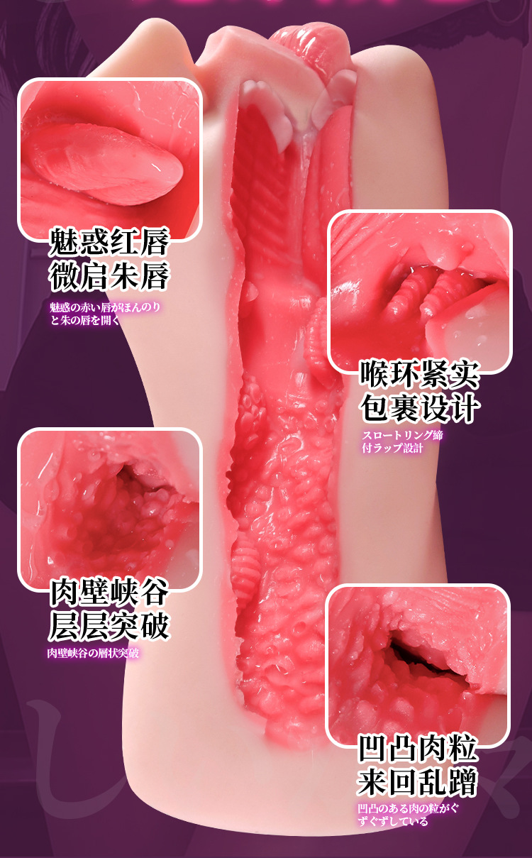 Jiuai Airplane Cup Male Masturbator with Simulated Mouth, Vagina and Buttocks, Manual TPE — detail image 8