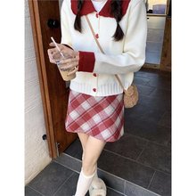 秋冬季氛围感穿搭过年女装战袍连衣裙子学院风温柔系甜美冬裙套装