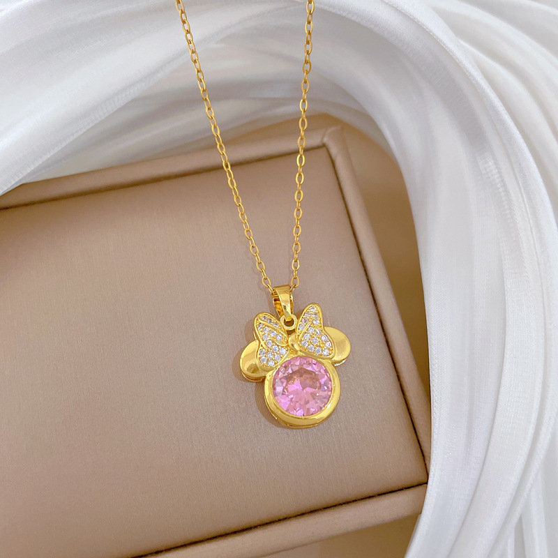 Edle Strass-halskette Für Damen Aus Titanstahl_voghion.com