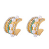 Zirconium from pearl, universal earrings, suitable for import, no pierced ears