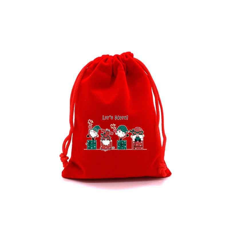 Amazonクロスボーダークリスマスギフトバッグ巾着バッグクリスマスキャンディバッグホリデーパーティーレッドベルベットギフトバッグ|undefined