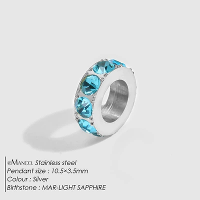 Large Hole Spacer Spacer Beads: Zərgərlik ara hissələri - march-light-blue-silver