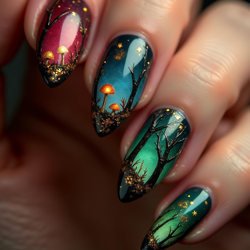 Cross-Border Hot-Selling Wearable Nail Plant Gradient Halloween High-End Atmosphere Ins Super Popular Nail Patch