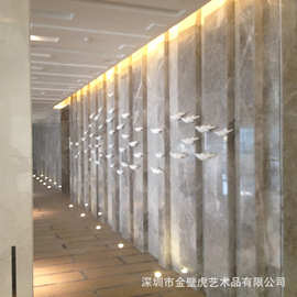 树脂游泳人壁挂 电镀金鹤 背景墙不锈钢亮光小鱼石头金属小鸟墙饰