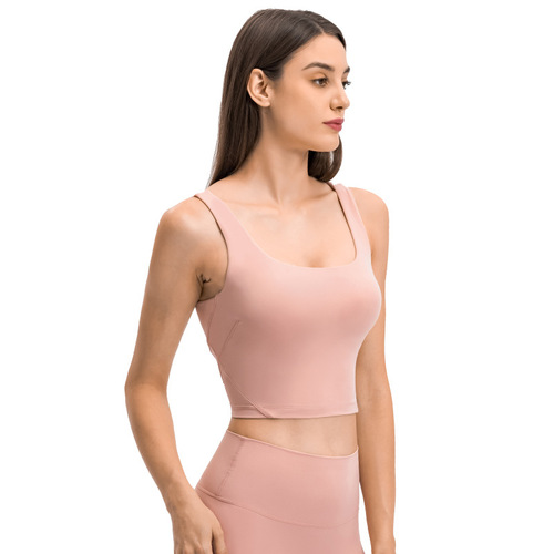 Autumn and winter new style U-shaped beautiful back yoga vest with chest pad, skin-friendly nude sports bra for women in Europe and America
