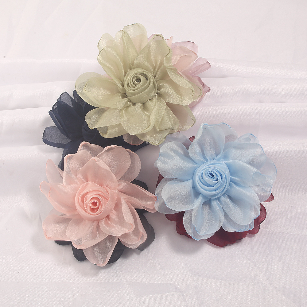 Soft organza burnt-edge rose bud handmade flowers DIY corsage bag and clothing accessories wholesale