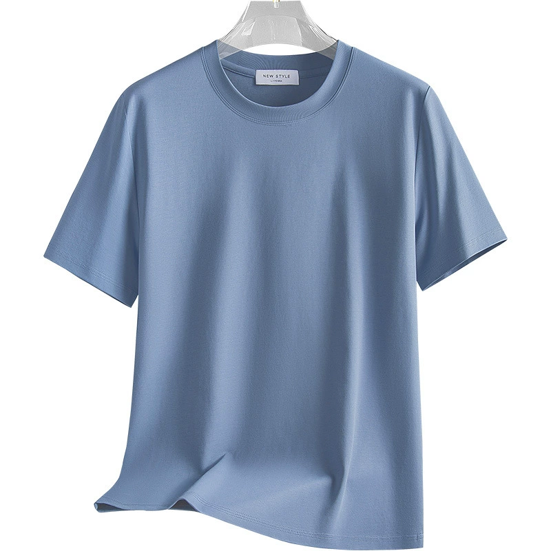 Cotton summer short sleeve T-shirt, loose fit, round collar