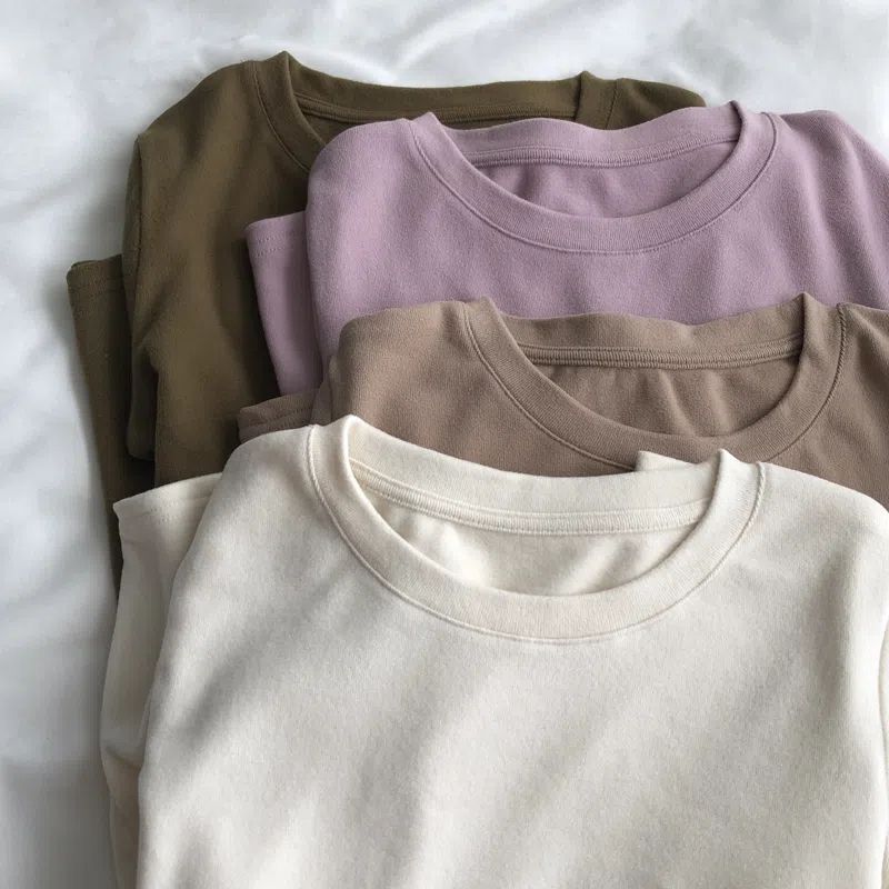 Double-Sided Velvet Long-Sleeved T-Shirt Women's Autumn and Winter Warm Inner Base Shirt Loose Slimming Scrub Top Ins All-Match Double-Sided Velvet Long-Sleeved T-Shirt Women's Autumn and Winter Warm Inner Base Shirt Loose Slimming Scrub Top Ins All-Match