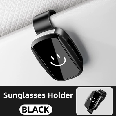 Clip Logo Bracket Car Glasses – Car Glasses Clip/Bill Clip - y02-mirror-style-black-smiley-face