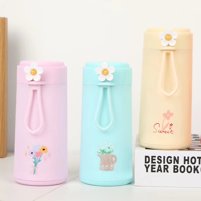 雙層玻璃花香杯地推活動禮品水杯便攜手提塑玻杯可愛卡通學生杯子