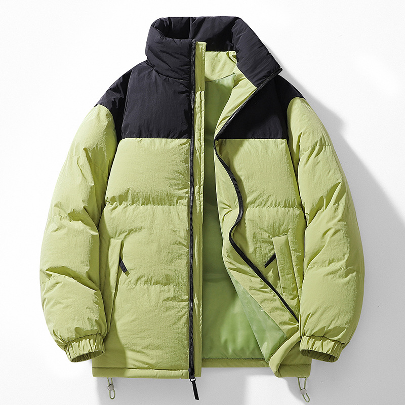 Trajes de algodón de pluma transfronterizos para hombres y mujeres invierno 2025 nuevas parejas de cuello de pan chaqueta de algodón gruesa se puede abrir