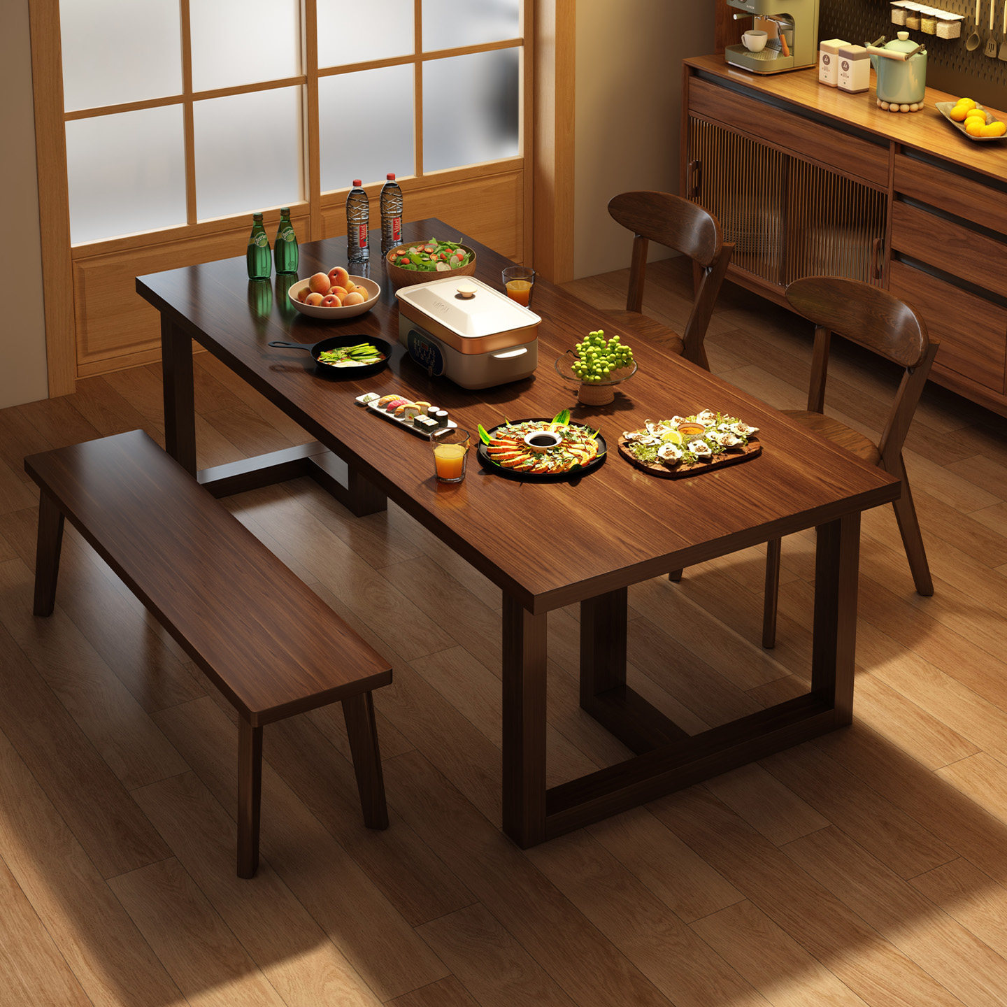 Mesa de comedor sala de estar pequeña casa simple mesa de comedor rectangular 2026 nuevo restaurante restaurante mesa y silla comercial