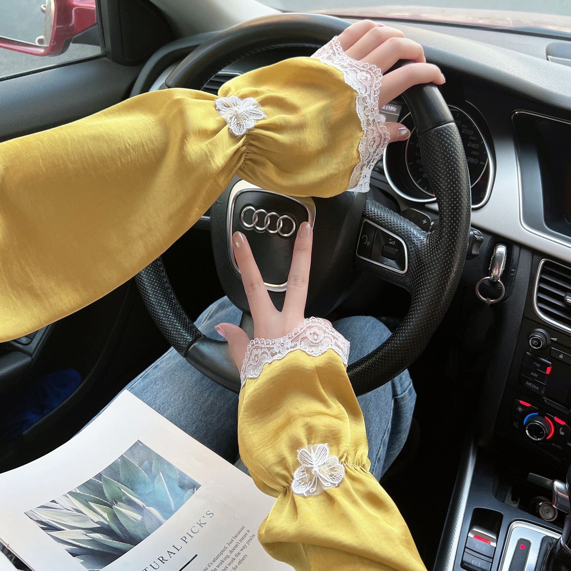 Color sólido protección solar ovisleeve verano de las mujeres suelta mariposa encaje brazo guardia mujeres al aire libre protección solar transpirable manga hielo
