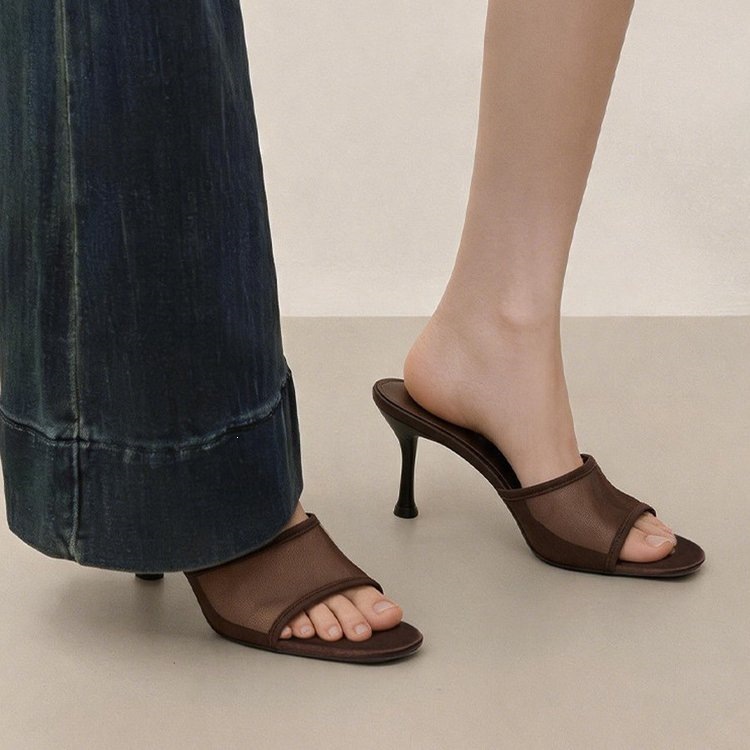 Sandalias Mulas de Tacón Alto de Cuero, Transpirables y Antideslizantes, para Verano