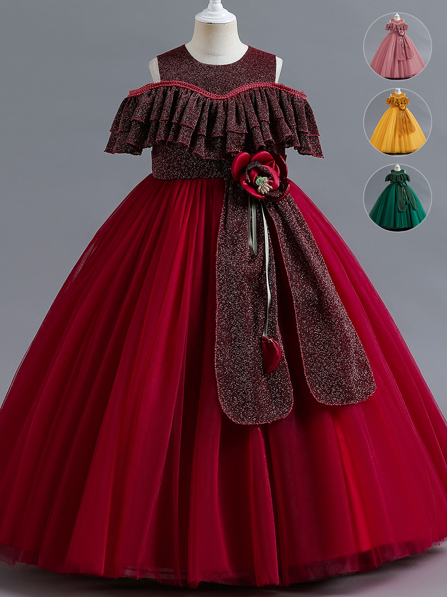 Children's Long Dress Amazon Girl's Gauze Princess Dress Little Girl's Flower Girl's Gauze Puff Dress Trendy Children's Wear