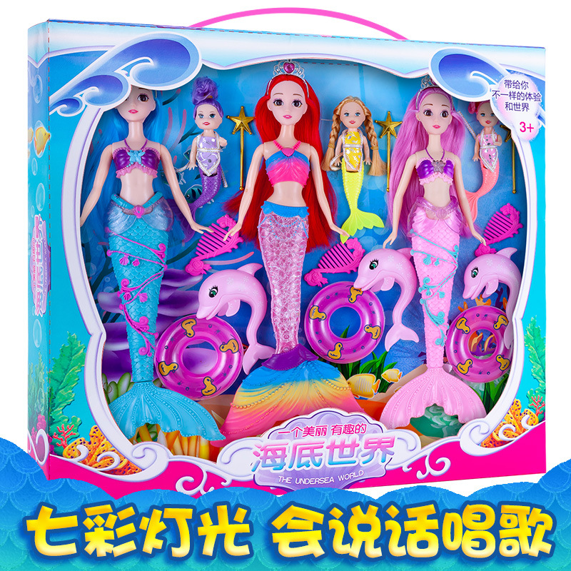 Muñeca Sirena Luminosa de 36 cm, Juguete de Princesa Sirena, Muñeca de Vestir para Niñas, Regalo de Cumpleaños para Niños