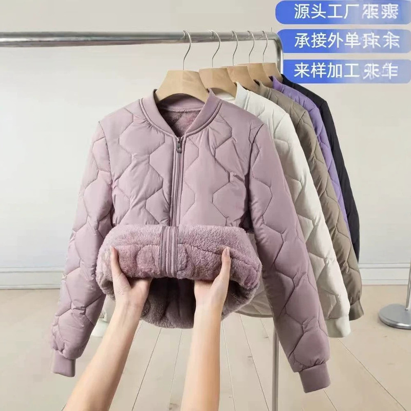 Warm winter 2026 cotton jacket for women, with a fleece-lined and thickened inner layer, stand-up collar, suitable for medical staff, cold-resistant, and versatile short coat Warm winter 2026 cotton jacket for women, with a fleece-lined and thickened inner layer, stand-up collar, suitable for medical staff, cold-resistant, and versatile short coat