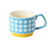 Japanese retro INS ceramic hanging ear print coffee cup can stack the creative Mark cup couple breakfast milk cup
