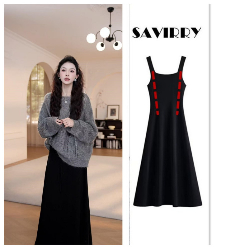 Breastfeeding Clothes for Hot Moms When Going Out, Autumn and Winter Fashionable Slimming Look Round Neck Knitted Cardigan Nursing Vest Dress Suit