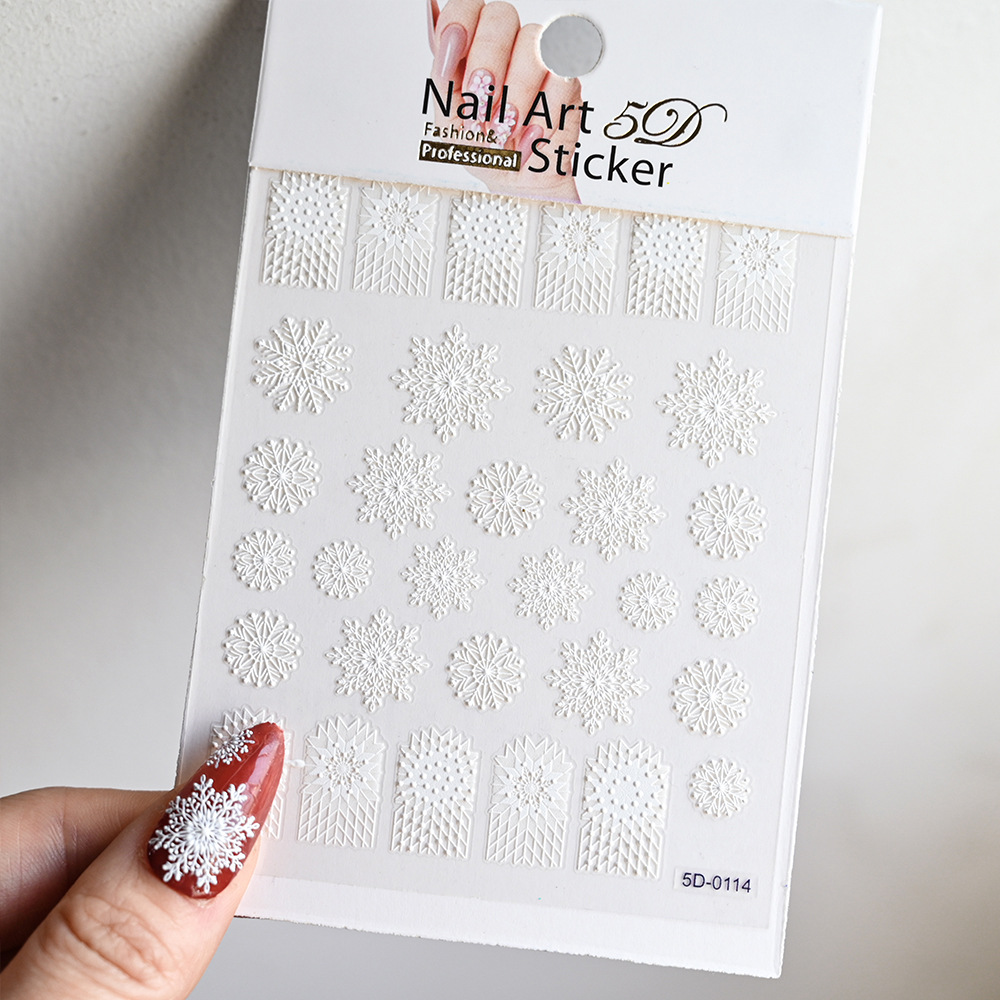 El Comercio exterior caliente nuevo estilo de Navidad pegatina de uñas alivio estéreo Santa Claus copo de nieve 5D parche de uñas alivio