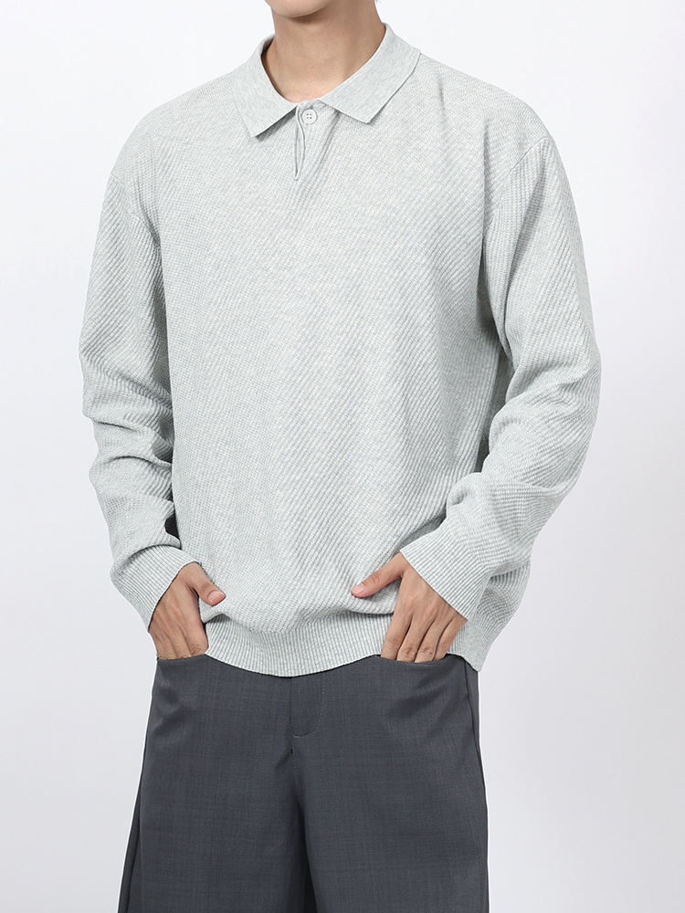 Lacer americano hombre casual versátil camiseta de punto otoño invierno con solapa polo camiseta de manga larga suéter de hombre chaqueta superior