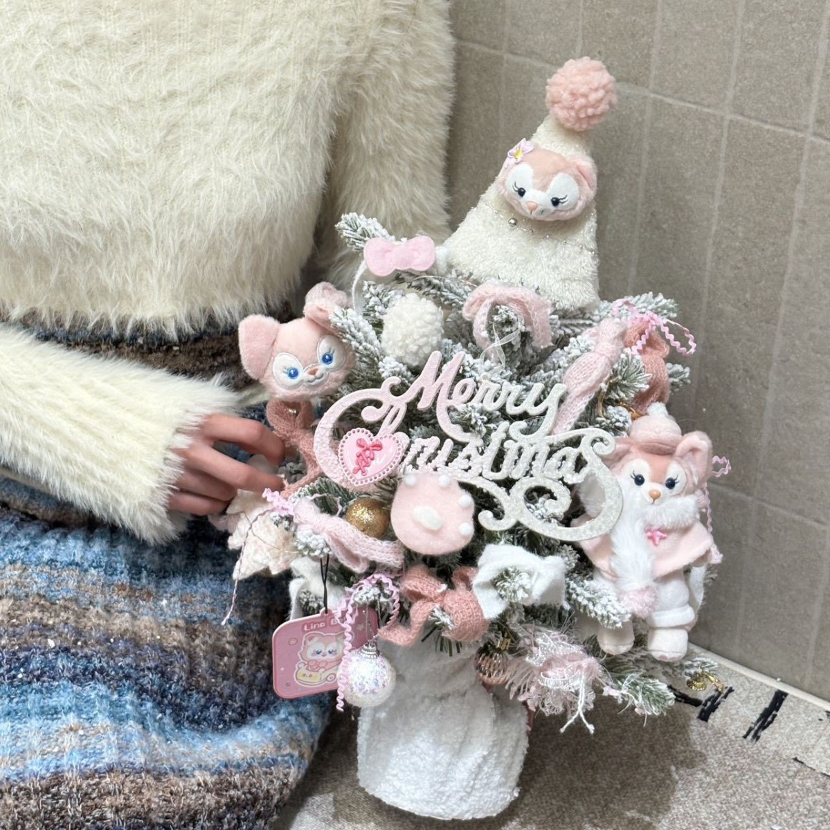 완성된 선물 상자 스타일의 벨 오르골 크리스마스 트리(완성된 전체 높이 약 50cm)