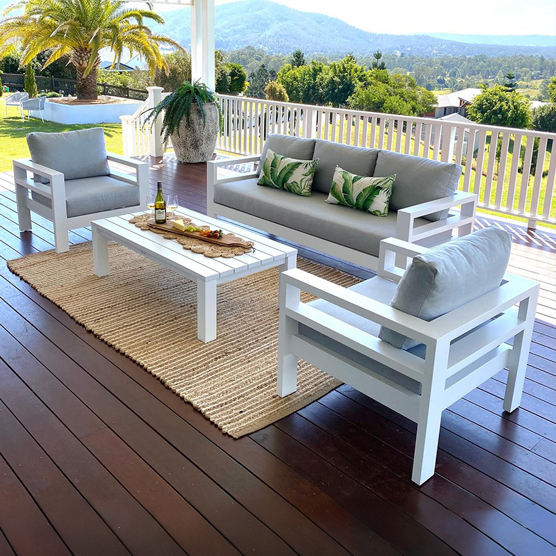 Villa patio terraza sofá de aleación de aluminio combinación de jardín al aire libre impermeable muebles de protección solar sofá de ocio al aire libre