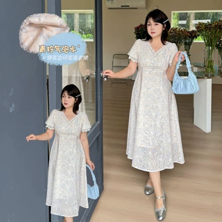 k3304大码女装仙女款连衣裙胖妹妹夏季新款V领裙子