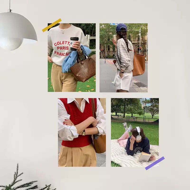Instagram-style Korean-style sweatshirt outfit clothing store poster wall sticker, women's clothing live stream booth background photo decoration painting Instagram-style Korean-style sweatshirt outfit clothing store poster wall sticker, women's clothing live stream booth background photo decoration painting