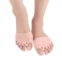 Five-hole honeycomb forefoot pad for bunion and big-toe overlap relief, providing shock absorption; women's toe separator with five-hole stabilization.