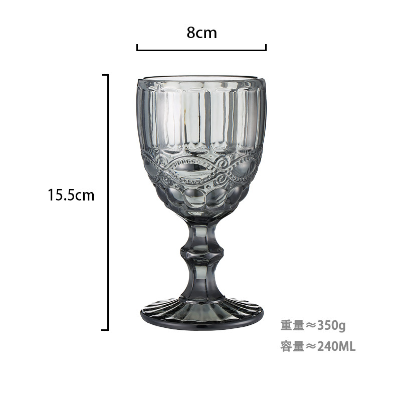 Gran por mayor transfronterizo vasos de vino en relieve europeos tazas de vidrio de colores tazas de bebida de jugo de frutas espesadas tazas de leche de boda tazas de pies altos