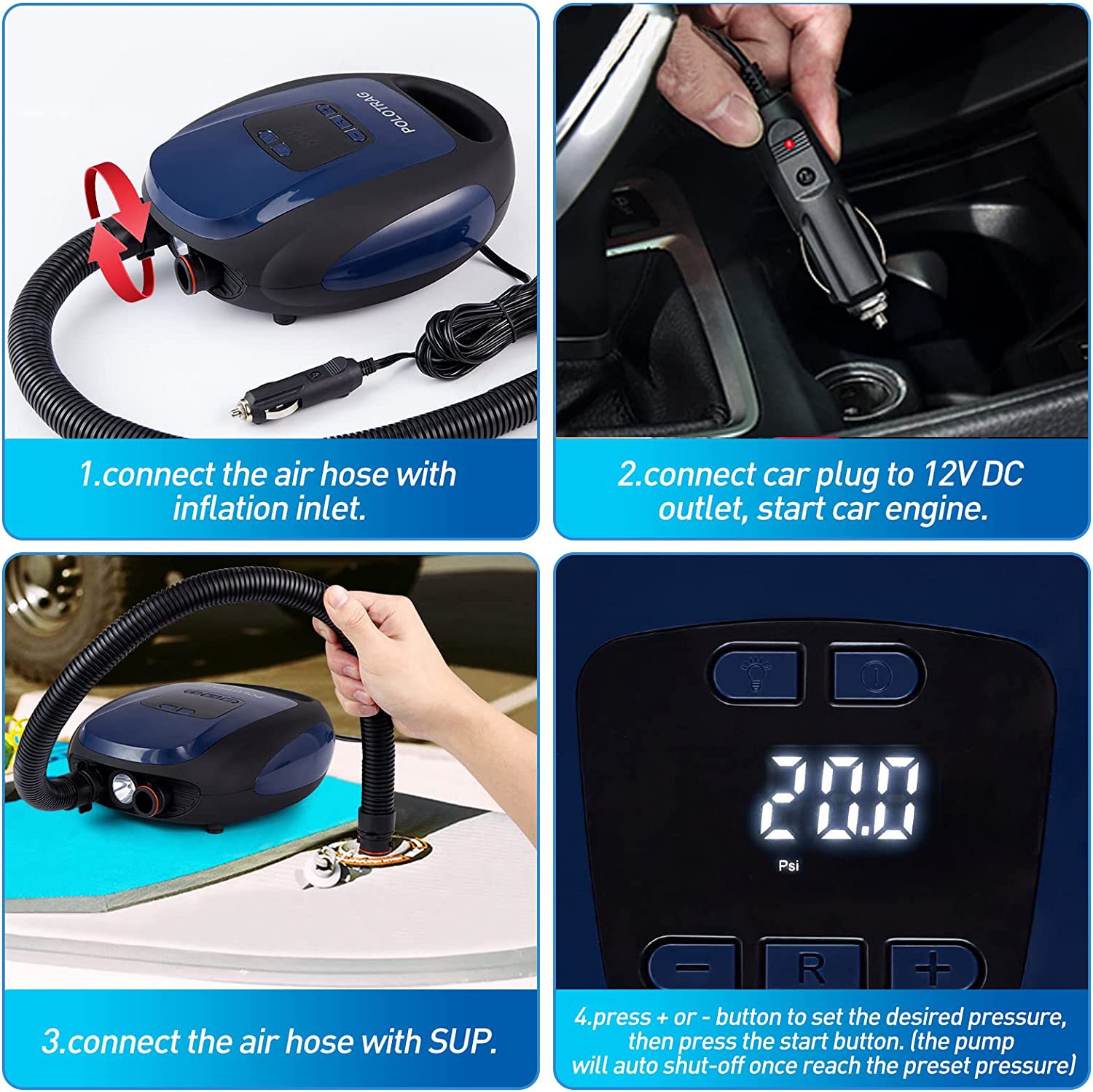 New Outdoor Portable Electric Car Air Pump Outdoor Tent Sup Paddle Board Kayak Wireless Air Pump