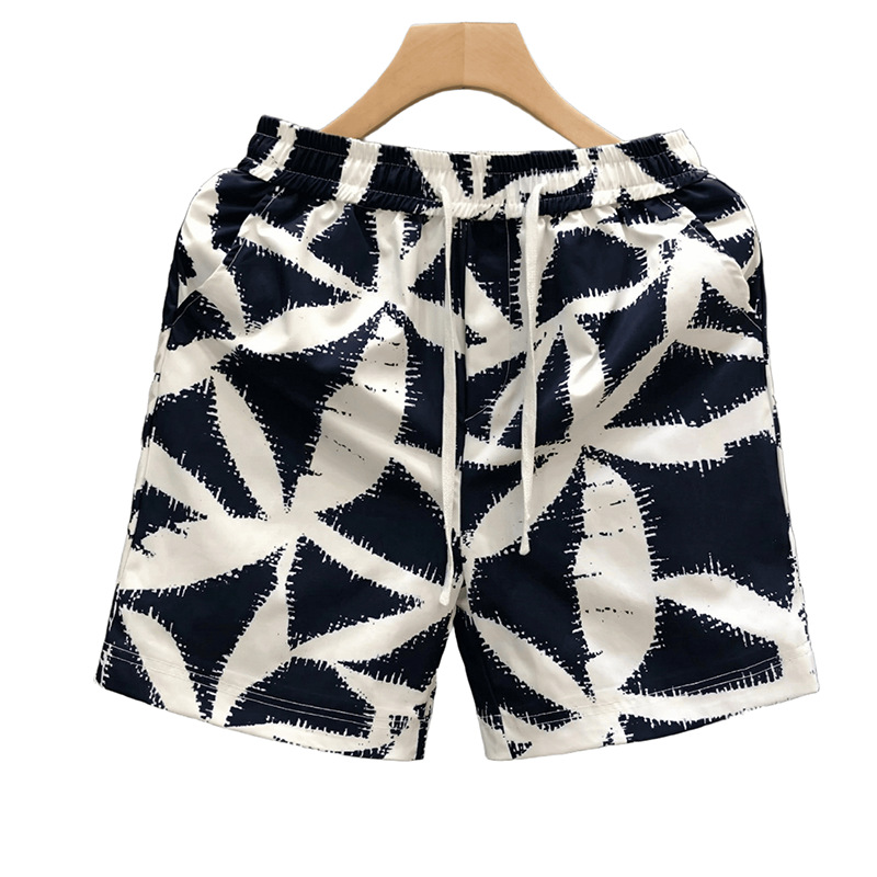 Men's Vintage Floral Print Shorts High Street Fashion Loose Fit 5-Inch Casual Beach Shorts Summer Retro Style_viptrois.com