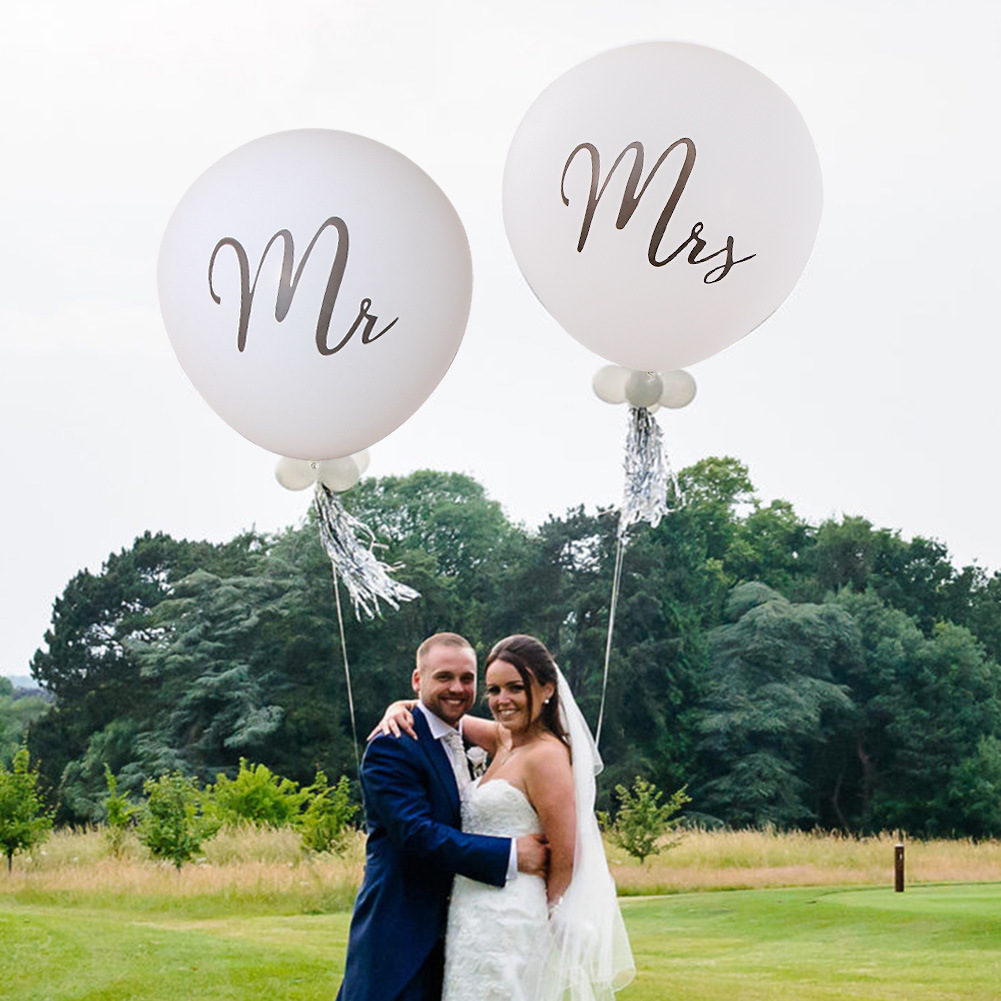 36 pulgadas globo de látex redondo blanco MRMRS Impresión de látex Boda boda compromiso fiesta decoración globo