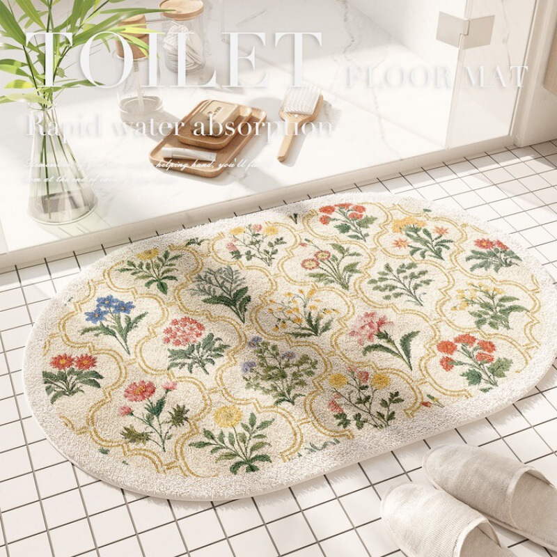 American Bathroom Floor Mats, Water-Absorbent Imitation Cashmere Floor Mats, Stain-Resistant and Washable Foot Mats, Household Plush Bathroom Door Mats