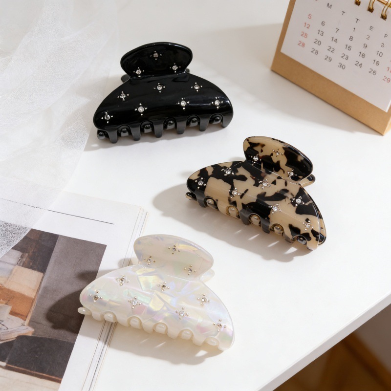 Bestseller: Hochwertiger, mit Sternen und Diamanten besetzter Haarclip für Damen, halbgebunden für den Hinterkopf, Accessoire für hohen Pferdeschwanz_voghion.com