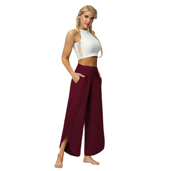 loose wide-leg straight high waist solid color trousers NSMDF131120