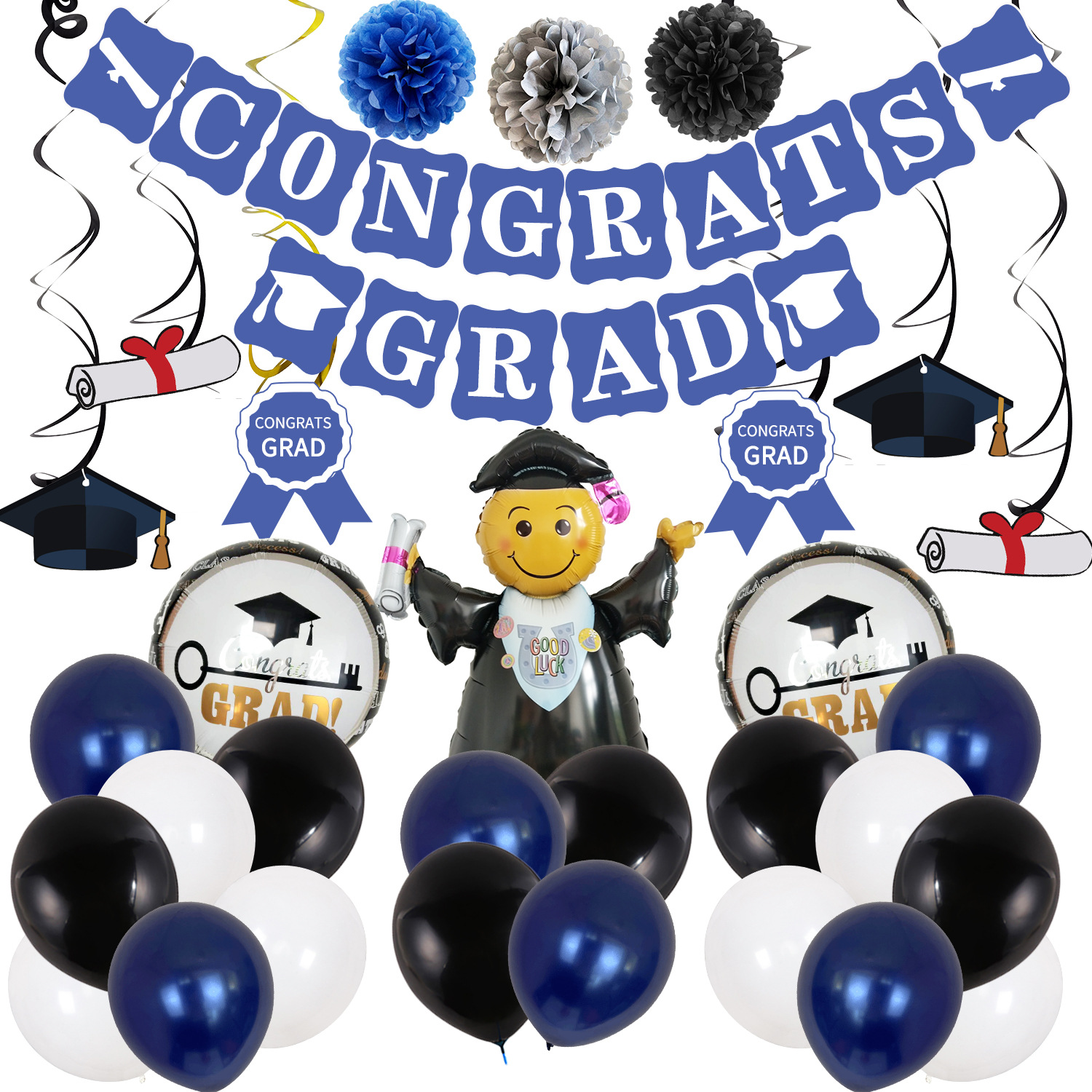 Juego de globos de graduación con confeti dorado personalizable image 6