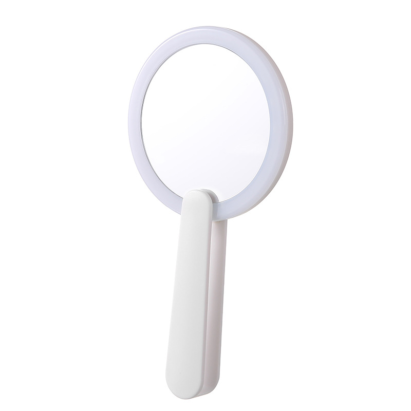 Espejo de maquillaje LED con lámpara de mano de mujer pequeño espejo luminoso portátil mini espejo de maquillaje dormitorio de estudiantes espejo de luz