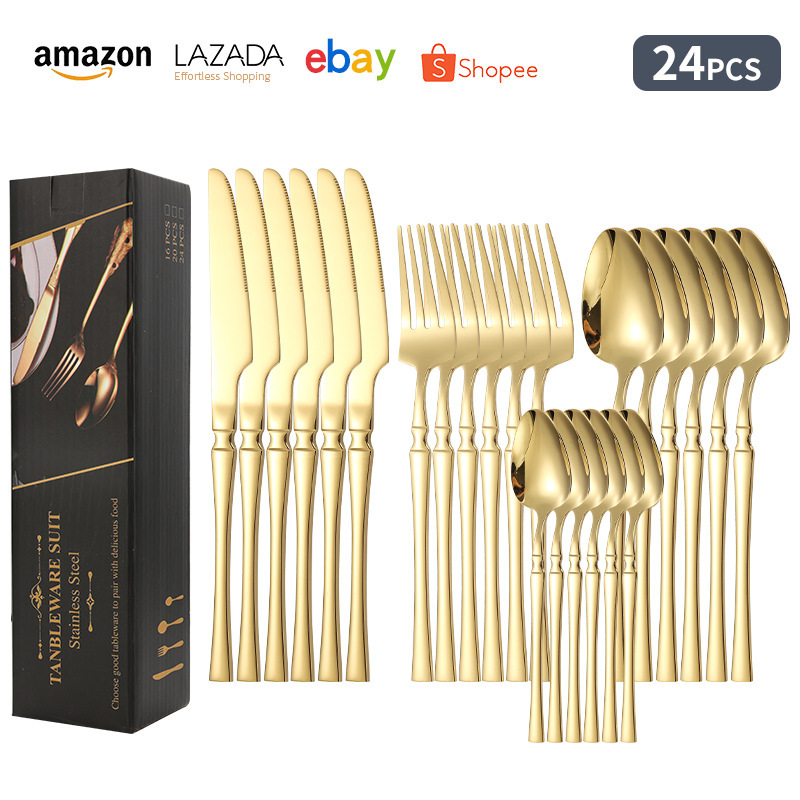 Cross-Border Amazon 410 Stainless Steel Tableware Small Waist Knife, Fork and Spoon Set 24-Piece Set 30-Piece Gift Set Cross-Border Amazon 410 Stainless Steel Tableware Small Waist Knife, Fork and Spoon Set 24-Piece Set 30-Piece Gift Set
